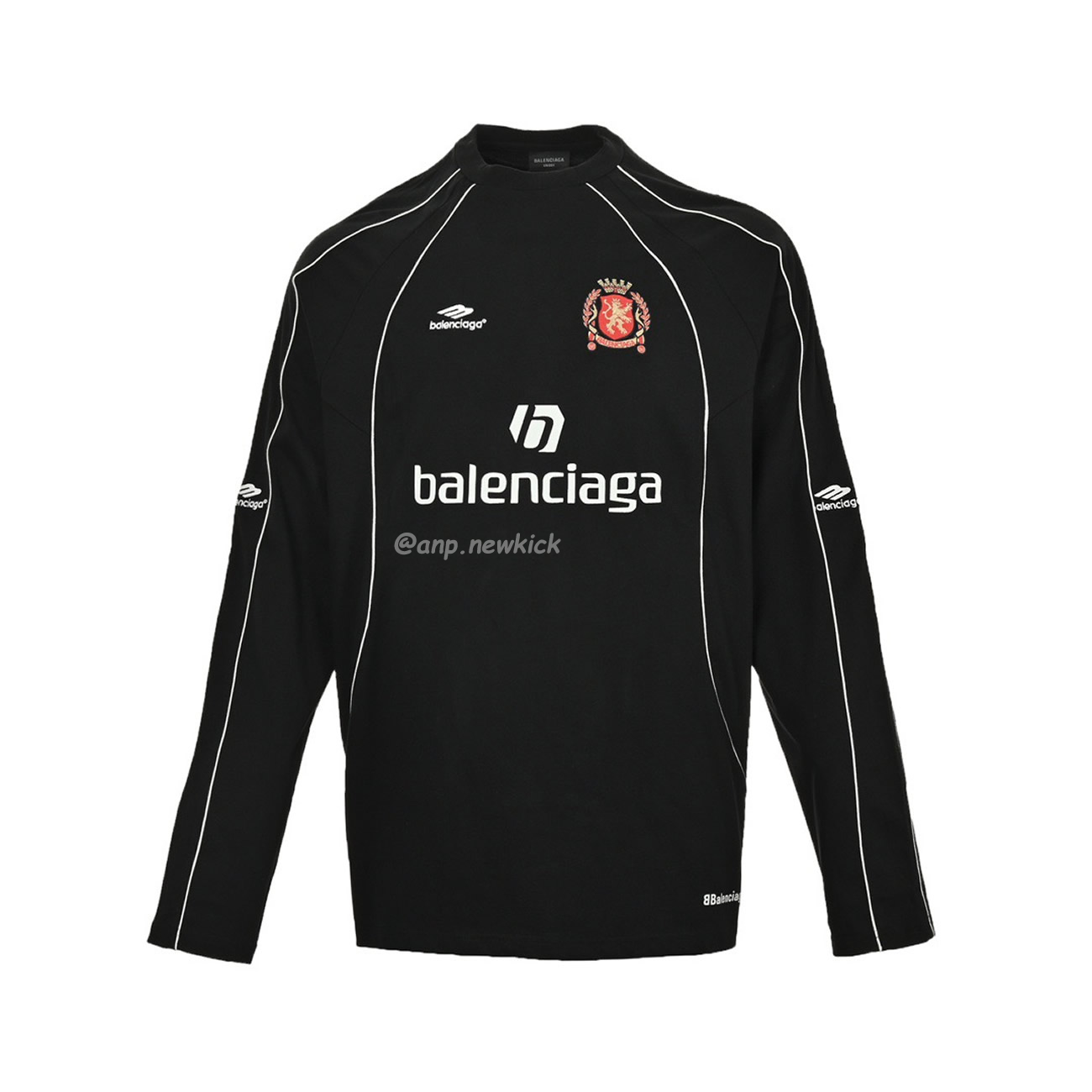 Balenciaga Black Soccer Long Sleeve Jersey T Shirt (1) - newkick.cc